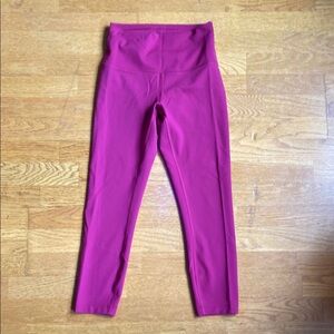 23” Lululemon Wunder Train High Rise Crop Leggings Size 6 Color Magenta Purple
